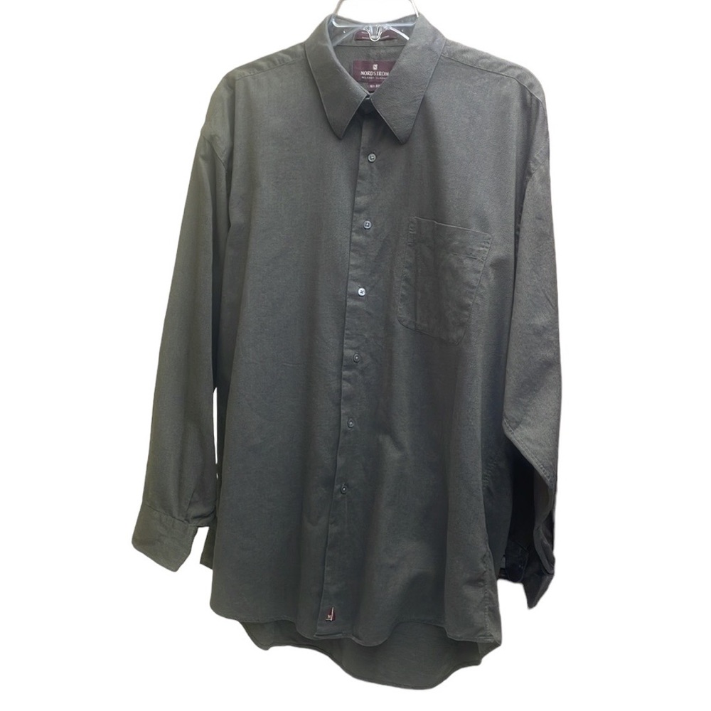 Nordstrom Relaxed Classic Long Sleeve Point Collar Green Shirt Neck 16.5 -33